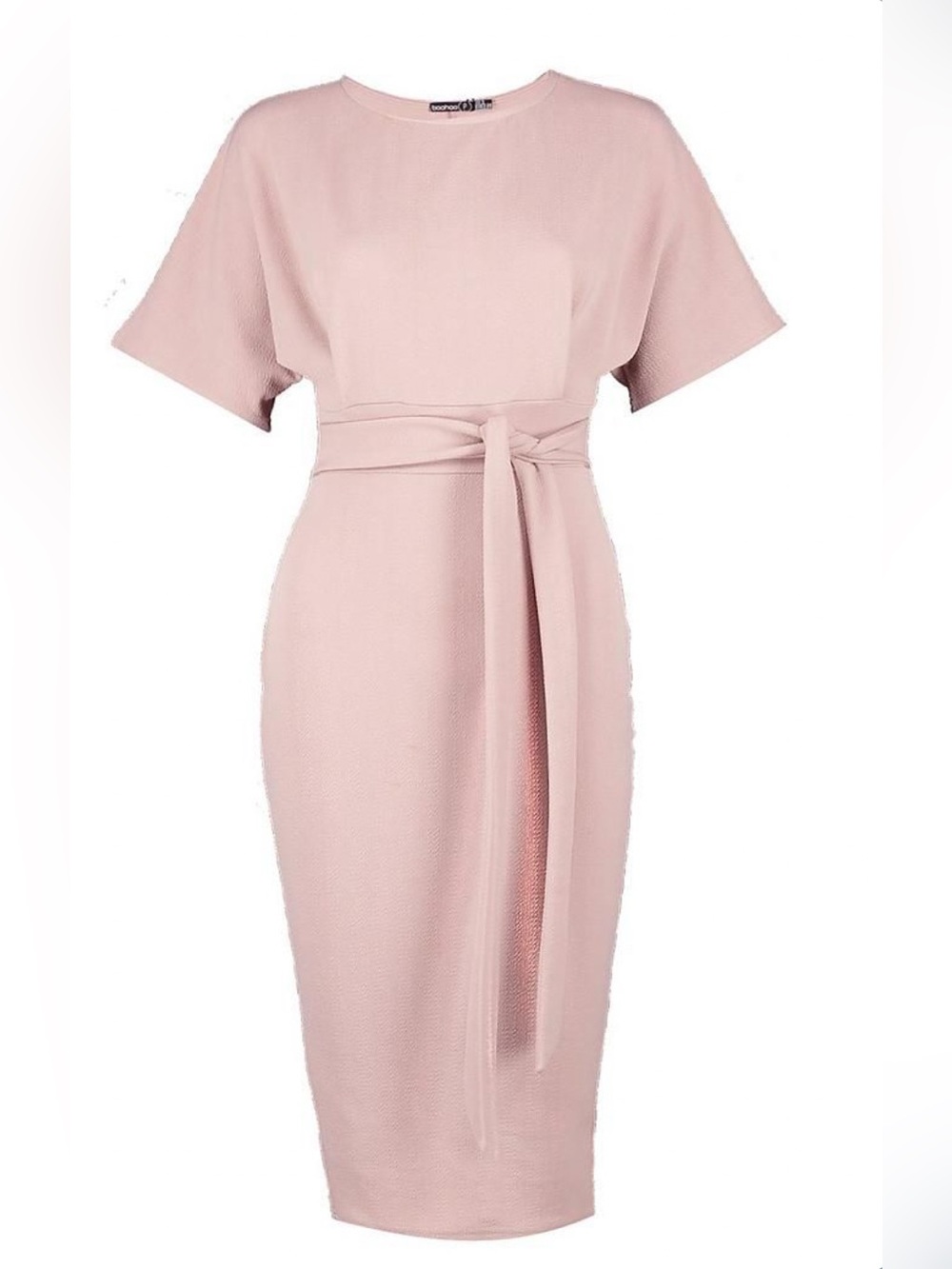 pink midi dress with tie waist